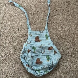 Angel Dear Light Blue Romper with Western Motif